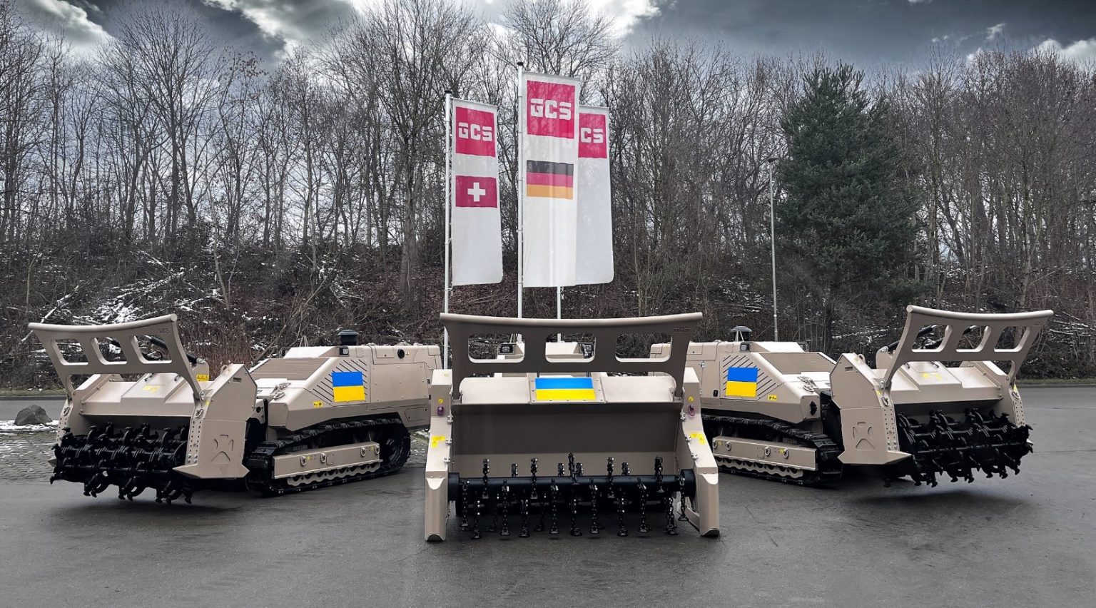 The Swiss company will hand over 60 demining machines to Ukraine